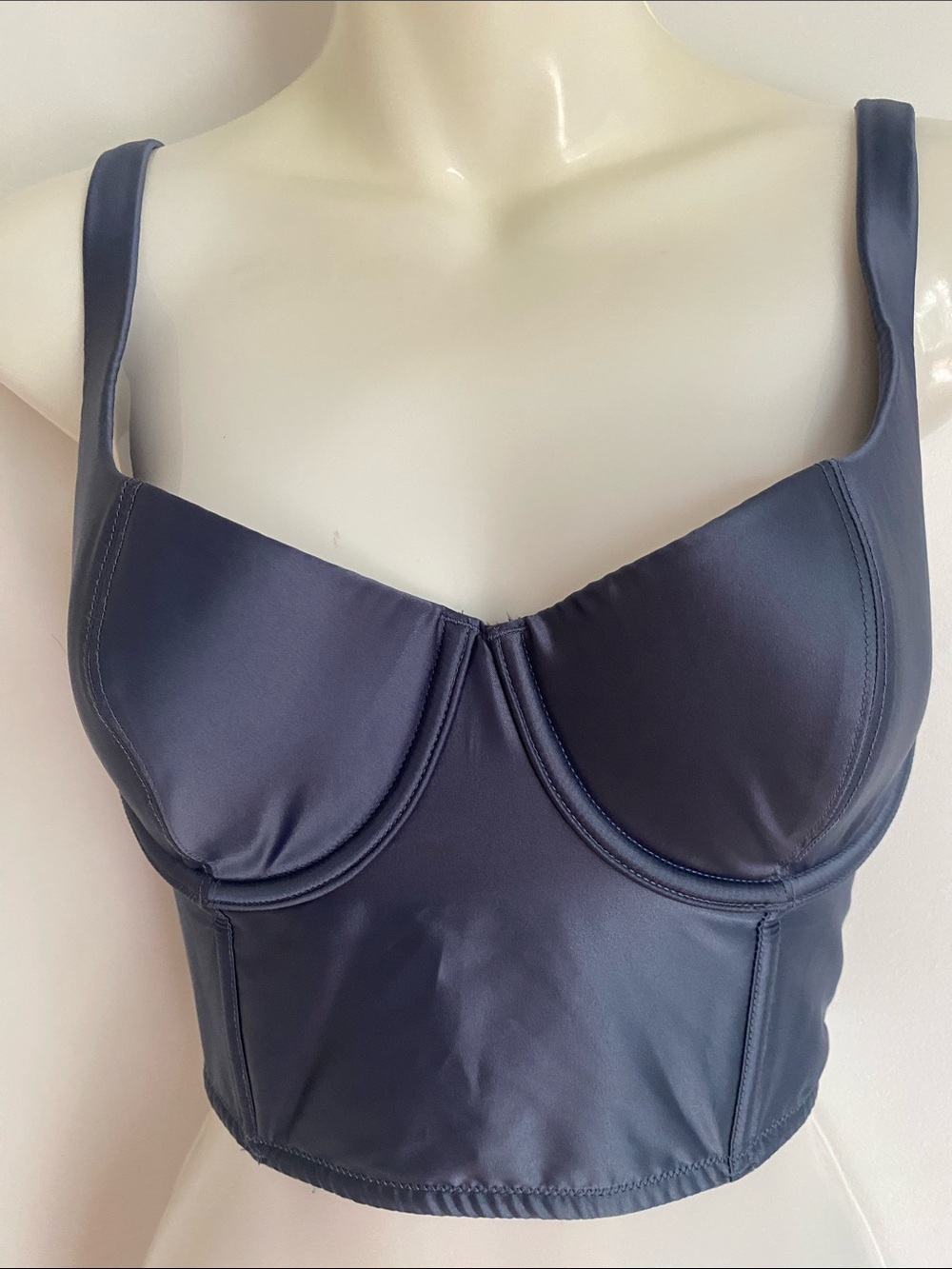Victoria's Secret Longline Underwire Bralette in Steel Blue/GreySatin finish 32D